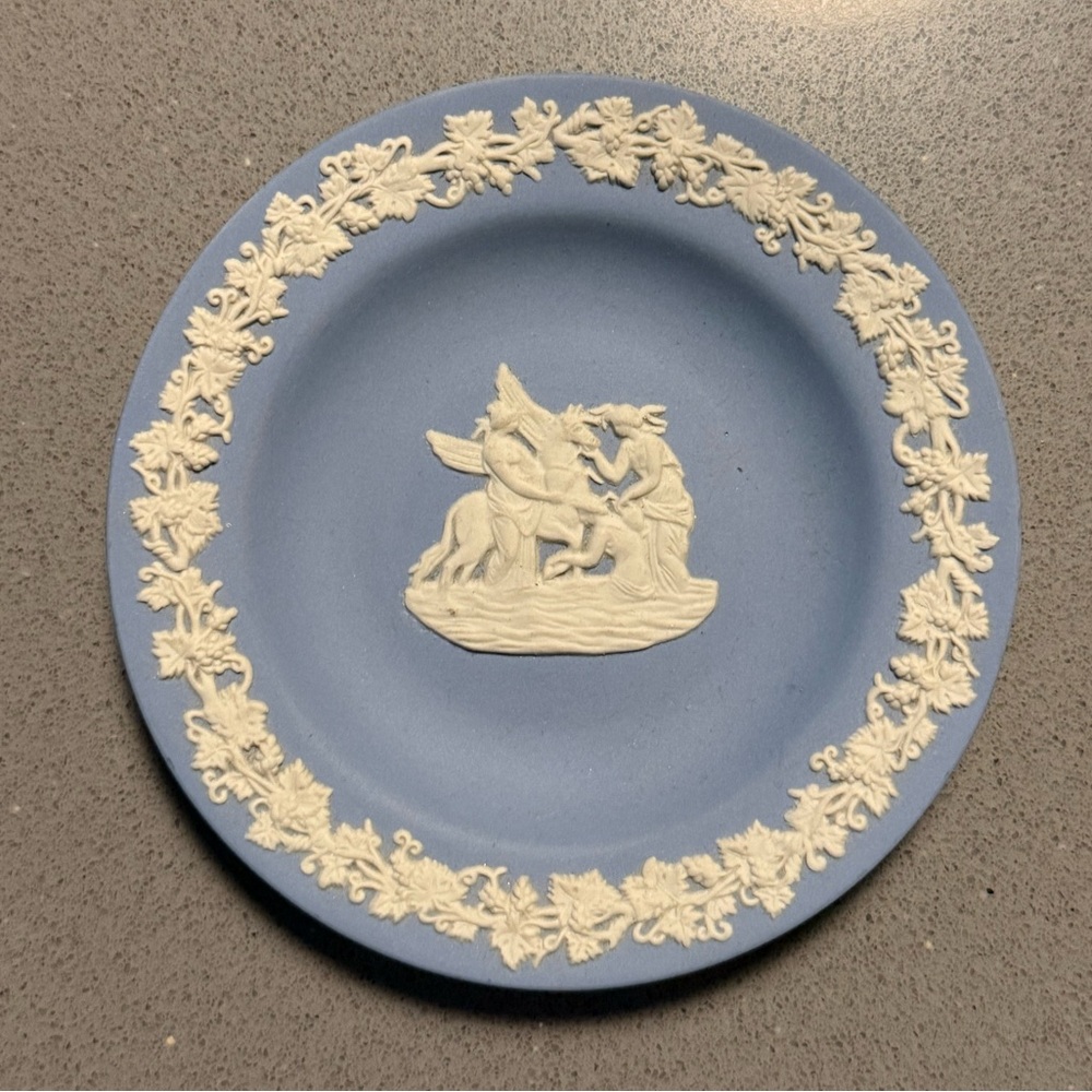 Wedgwood Blue and White Decorative Dish - Muses watering Pegasus - DISC SHIPPING
